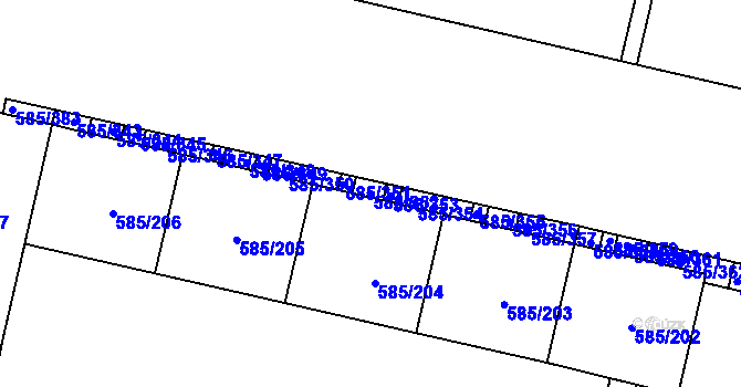 Parcela st. 585/352 v KÚ Bohnice, Katastrální mapa
