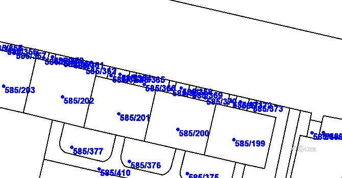 Parcela st. 585/367 v KÚ Bohnice, Katastrální mapa