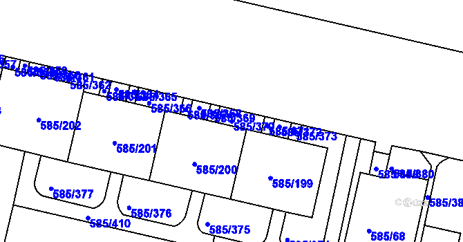 Parcela st. 585/370 v KÚ Bohnice, Katastrální mapa