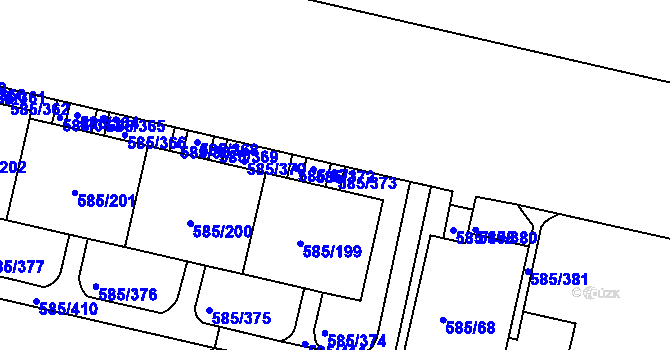 Parcela st. 585/373 v KÚ Bohnice, Katastrální mapa