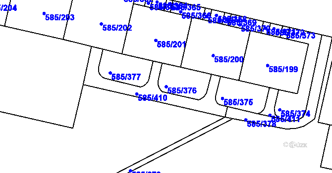 Parcela st. 585/376 v KÚ Bohnice, Katastrální mapa