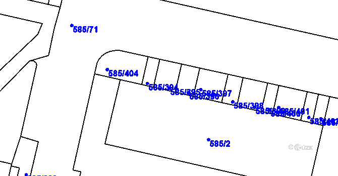 Parcela st. 585/395 v KÚ Bohnice, Katastrální mapa