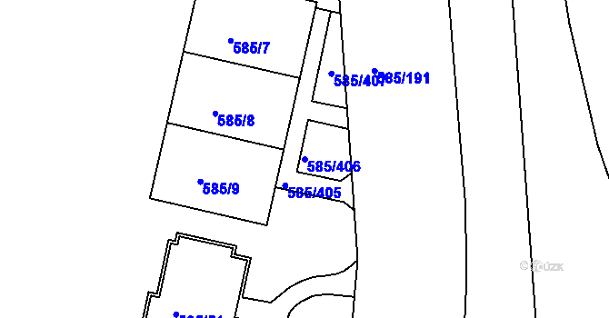 Parcela st. 585/406 v KÚ Bohnice, Katastrální mapa