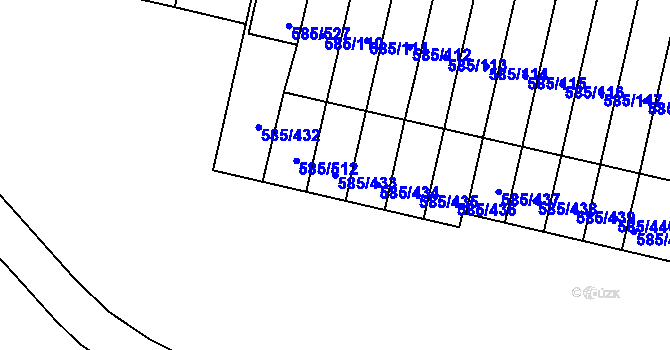 Parcela st. 585/433 v KÚ Bohnice, Katastrální mapa