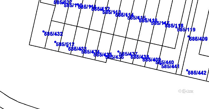 Parcela st. 585/436 v KÚ Bohnice, Katastrální mapa