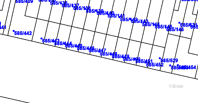 Parcela st. 585/448 v KÚ Bohnice, Katastrální mapa