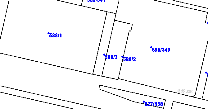 Parcela st. 588/3 v KÚ Bohnice, Katastrální mapa