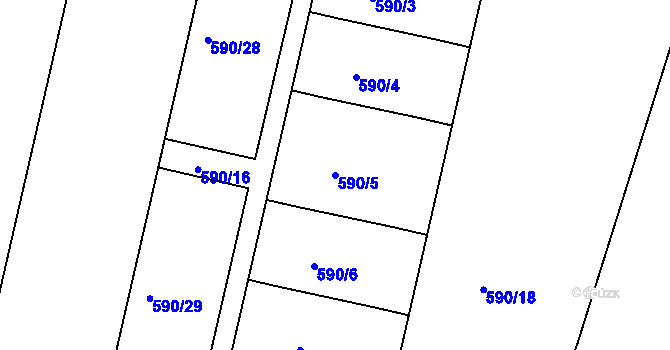 Parcela st. 590/5 v KÚ Bohnice, Katastrální mapa