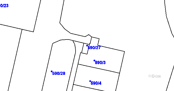Parcela st. 590/27 v KÚ Bohnice, Katastrální mapa