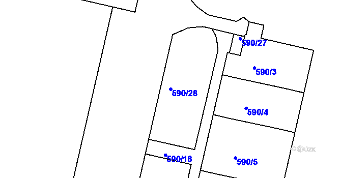 Parcela st. 590/28 v KÚ Bohnice, Katastrální mapa