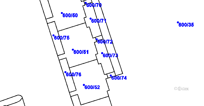 Parcela st. 600/73 v KÚ Bohnice, Katastrální mapa
