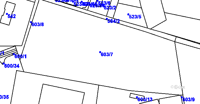 Parcela st. 603/7 v KÚ Bohnice, Katastrální mapa