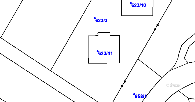 Parcela st. 623/11 v KÚ Bohnice, Katastrální mapa