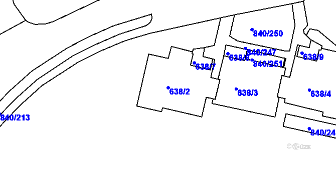 Parcela st. 638/2 v KÚ Bohnice, Katastrální mapa
