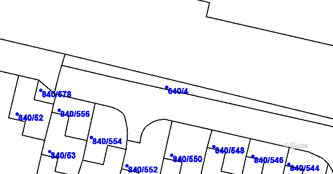 Parcela st. 640/4 v KÚ Bohnice, Katastrální mapa