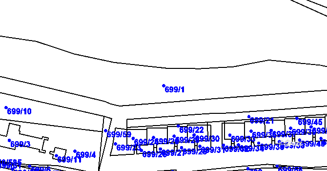 Parcela st. 699/1 v KÚ Bohnice, Katastrální mapa