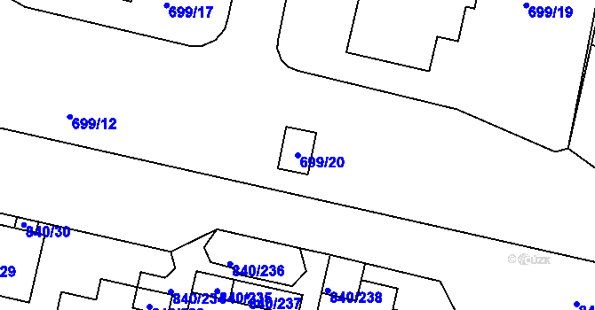 Parcela st. 699/20 v KÚ Bohnice, Katastrální mapa