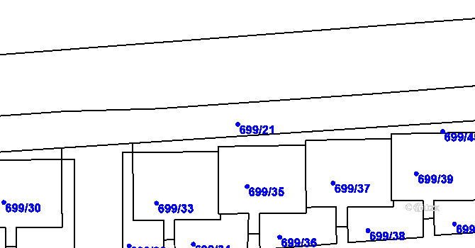 Parcela st. 699/21 v KÚ Bohnice, Katastrální mapa