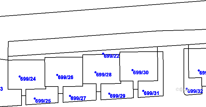 Parcela st. 699/22 v KÚ Bohnice, Katastrální mapa