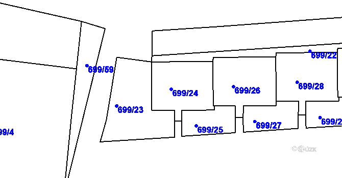 Parcela st. 699/24 v KÚ Bohnice, Katastrální mapa