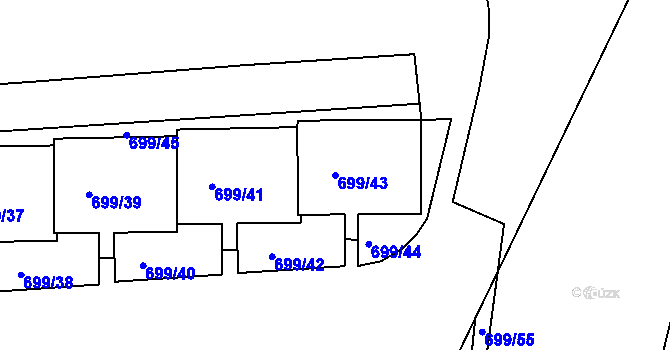 Parcela st. 699/43 v KÚ Bohnice, Katastrální mapa