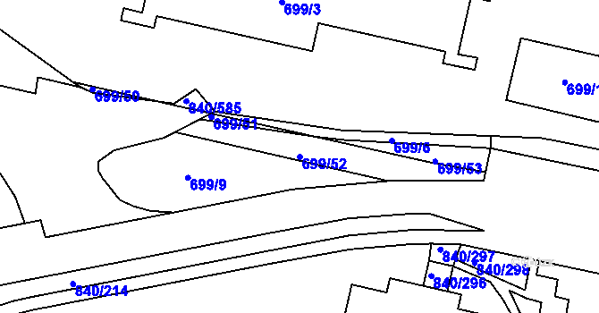 Parcela st. 699/52 v KÚ Bohnice, Katastrální mapa