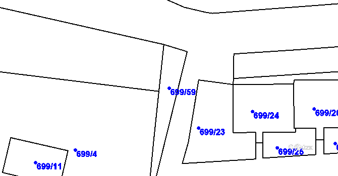 Parcela st. 699/59 v KÚ Bohnice, Katastrální mapa