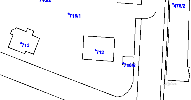 Parcela st. 712 v KÚ Bohnice, Katastrální mapa