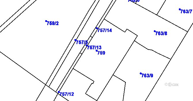Parcela st. 759 v KÚ Bohnice, Katastrální mapa