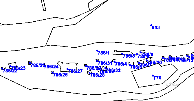 Parcela st. 786/1 v KÚ Bohnice, Katastrální mapa