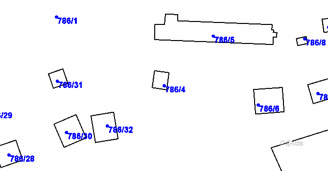 Parcela st. 786/4 v KÚ Bohnice, Katastrální mapa
