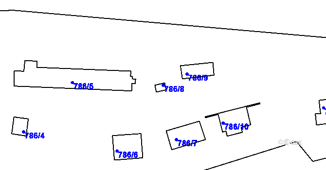 Parcela st. 786/8 v KÚ Bohnice, Katastrální mapa