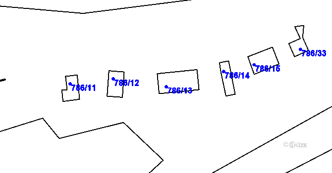 Parcela st. 786/13 v KÚ Bohnice, Katastrální mapa