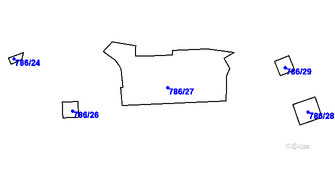 Parcela st. 786/27 v KÚ Bohnice, Katastrální mapa