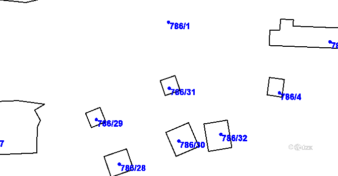 Parcela st. 786/31 v KÚ Bohnice, Katastrální mapa