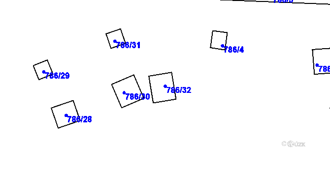 Parcela st. 786/32 v KÚ Bohnice, Katastrální mapa