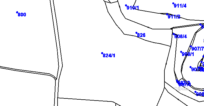 Parcela st. 824/1 v KÚ Bohnice, Katastrální mapa