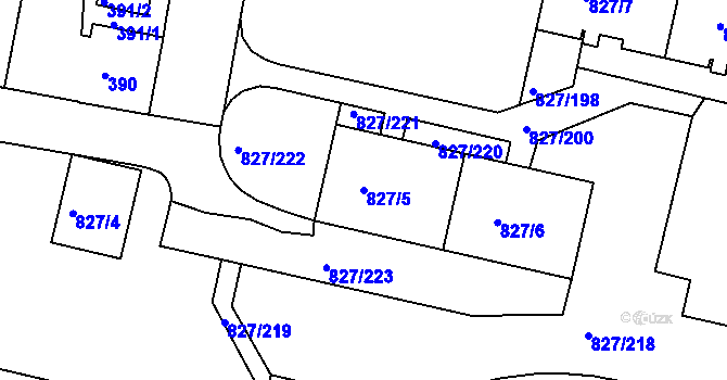 Parcela st. 827/5 v KÚ Bohnice, Katastrální mapa
