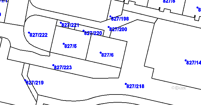 Parcela st. 827/6 v KÚ Bohnice, Katastrální mapa