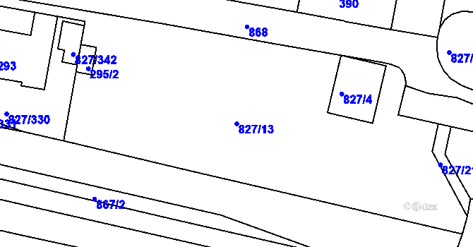 Parcela st. 827/13 v KÚ Bohnice, Katastrální mapa