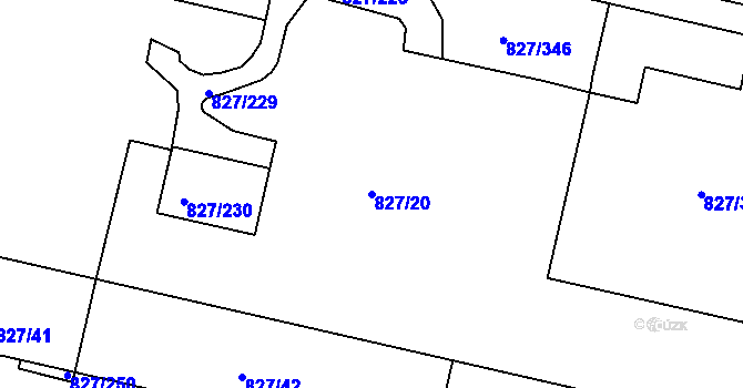 Parcela st. 827/20 v KÚ Bohnice, Katastrální mapa