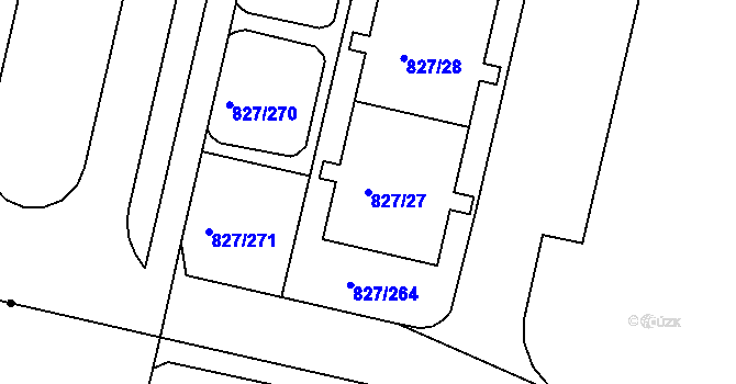Parcela st. 827/27 v KÚ Bohnice, Katastrální mapa