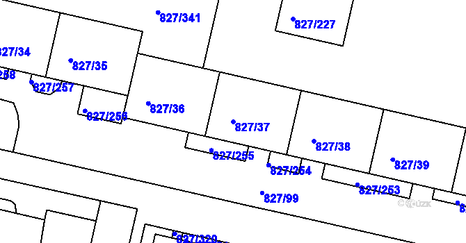 Parcela st. 827/37 v KÚ Bohnice, Katastrální mapa