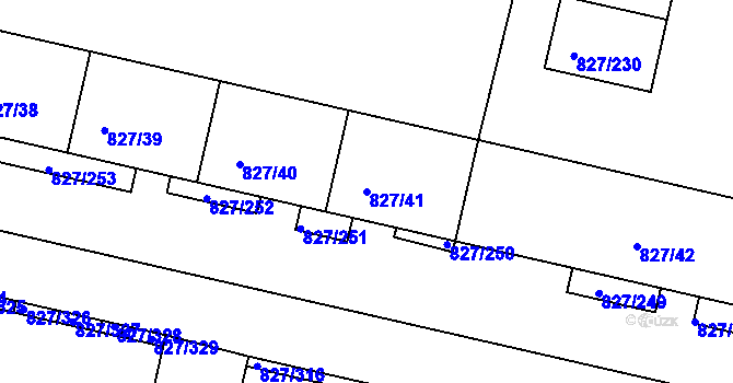 Parcela st. 827/41 v KÚ Bohnice, Katastrální mapa