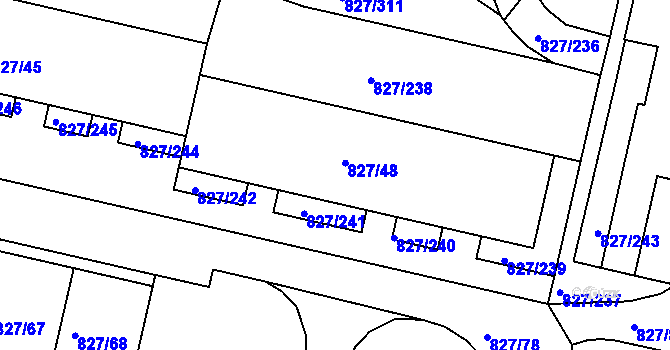 Parcela st. 827/49 v KÚ Bohnice, Katastrální mapa