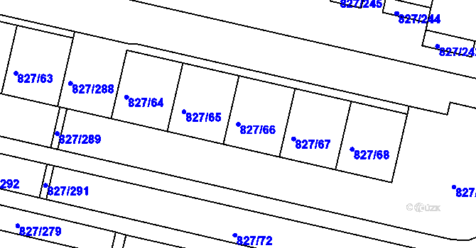 Parcela st. 827/66 v KÚ Bohnice, Katastrální mapa