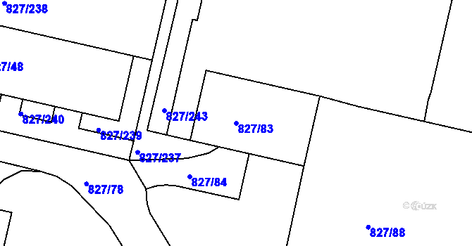 Parcela st. 827/83 v KÚ Bohnice, Katastrální mapa
