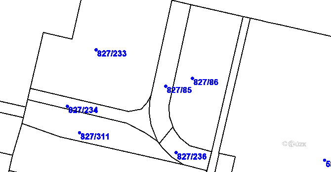 Parcela st. 827/85 v KÚ Bohnice, Katastrální mapa