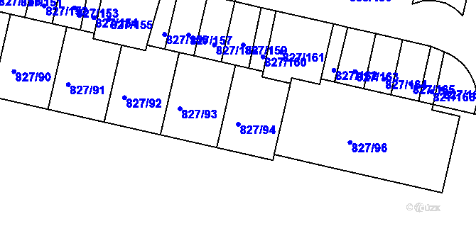 Parcela st. 827/94 v KÚ Bohnice, Katastrální mapa