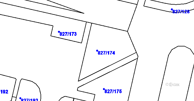 Parcela st. 827/174 v KÚ Bohnice, Katastrální mapa